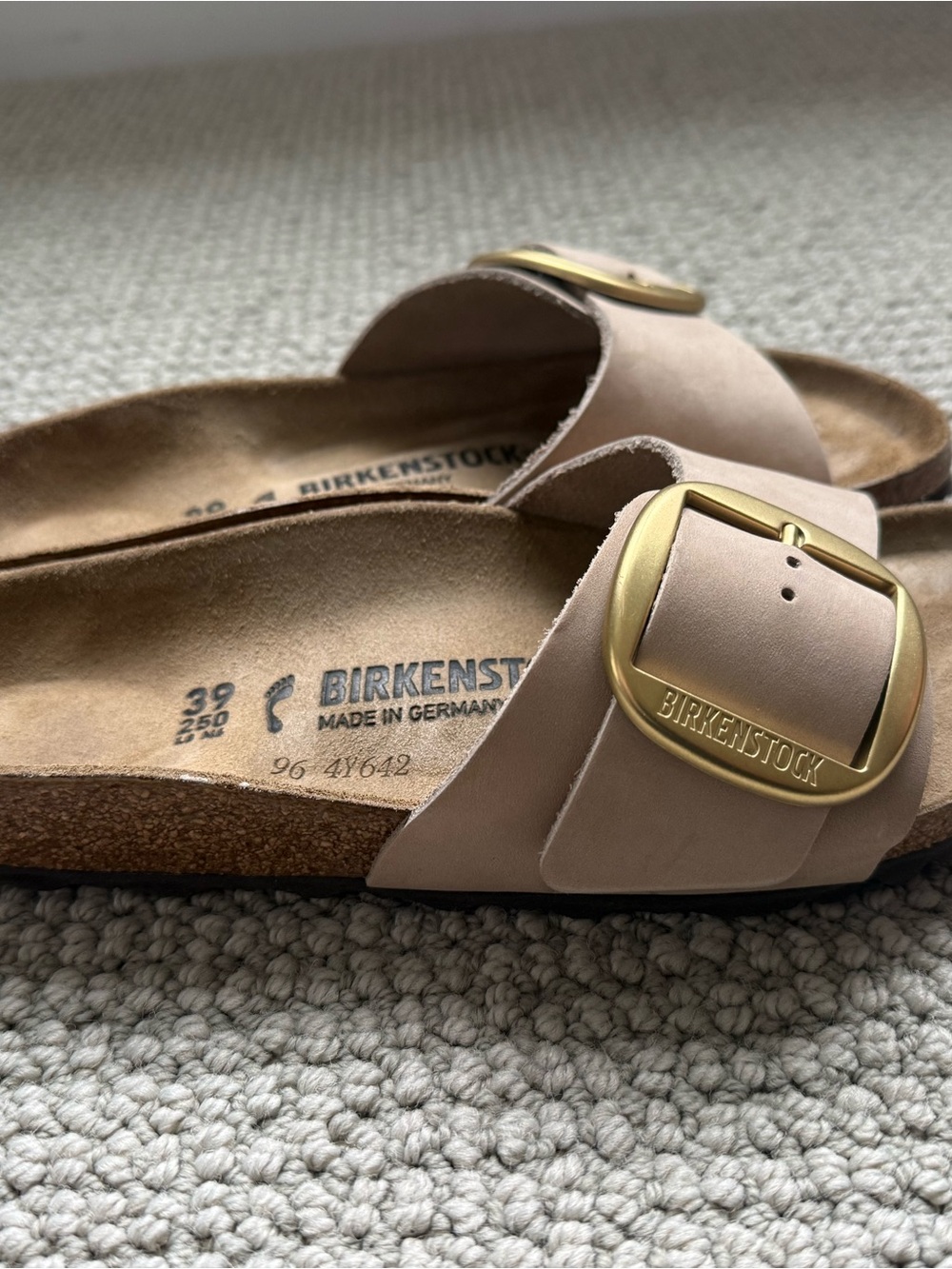 Birkenstock Madrid Sandals with Gold Buckle in Tobacco Brown Size 39 - Picture 2 of 4